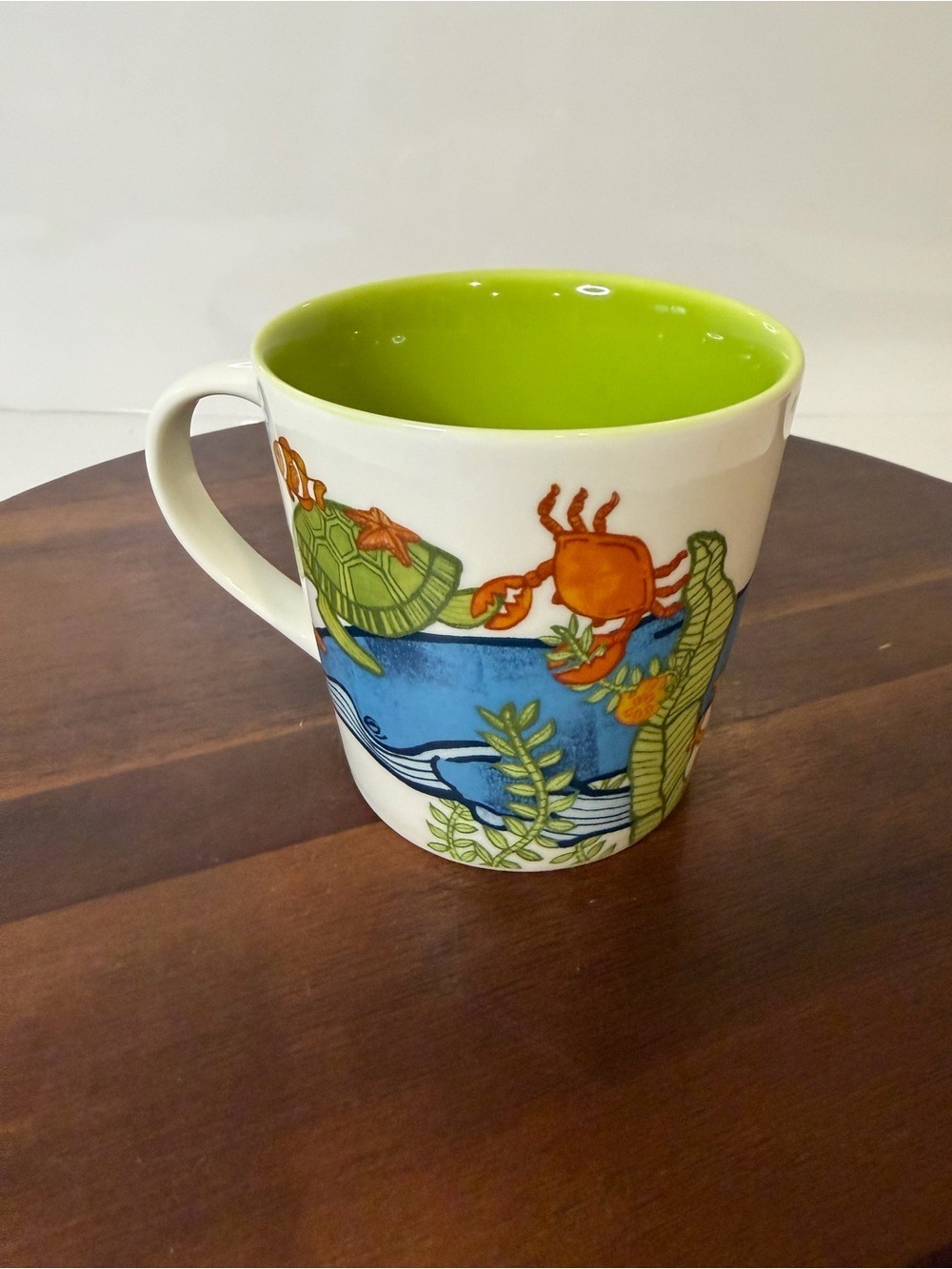 Starbucks 2010 Under the Sea Bone China Coffee Mug Green Interior Ocean Life